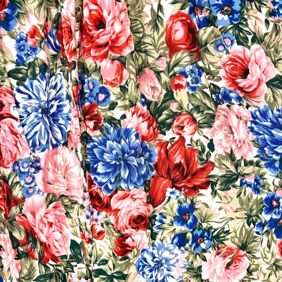 Vintage 80s 90s Pleated Midi Skirt Floral Boho Cottage Indie Academia Pockets - Picture 3 of 8